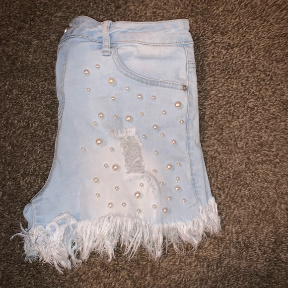 Fringe Blue Pearl Shorts - Picture 3 of 4